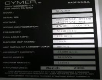 CYMER XLA-360
