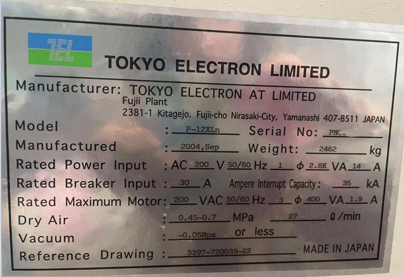 TEL Tokyo Electron P12XLn