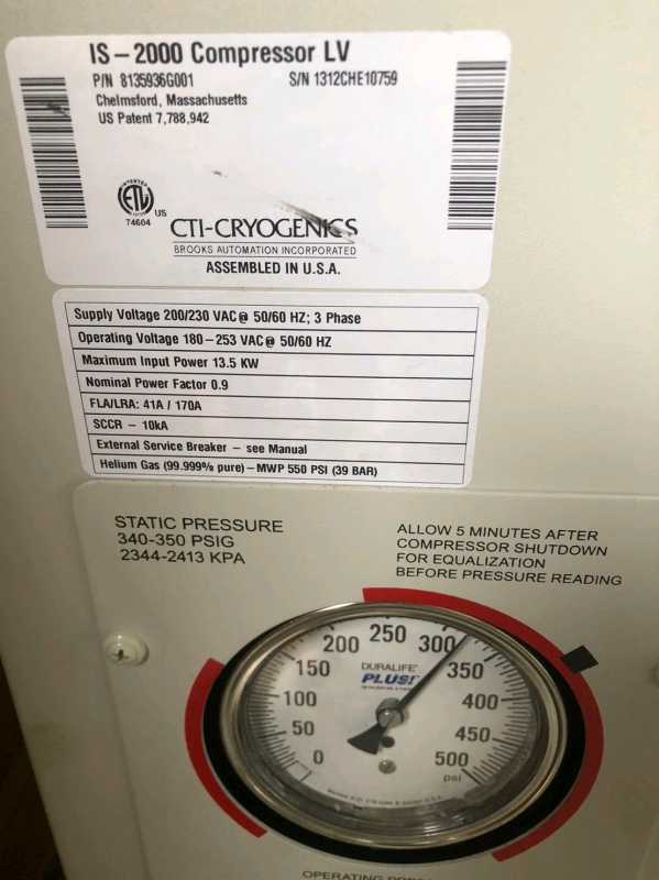 CTI Cryogenics IS-2000-LV Cryogenic Compressor for sale